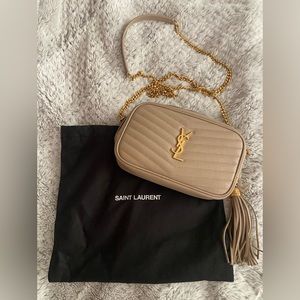 Saint Laurent YSL Lou Mini Camera Crossbody Bag Dark Beige